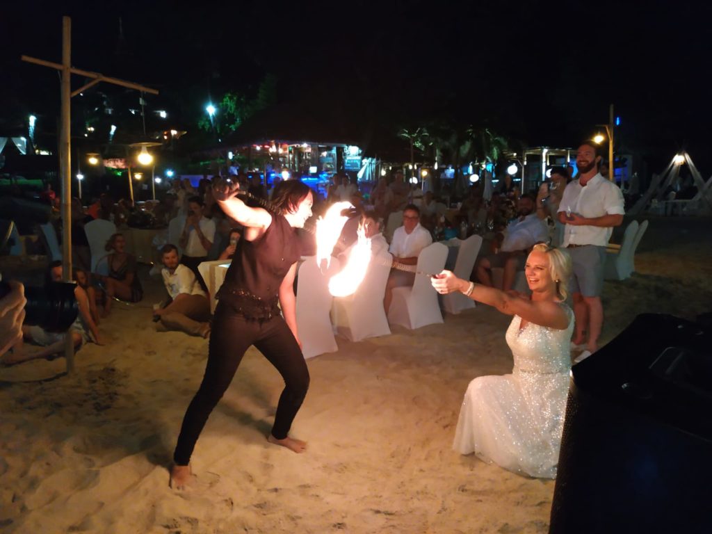 fire show wedding 